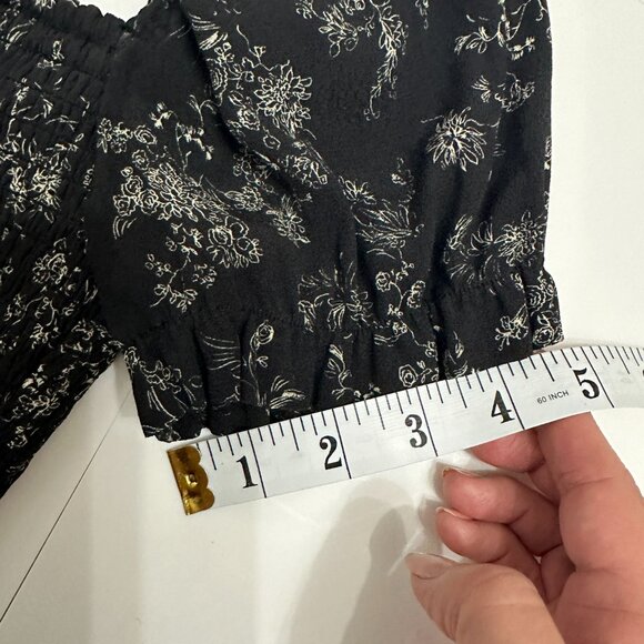 Wilfred Smocked Puff Sleeve Blouse - Black/Bone - Size Small - Picture 10 of 10